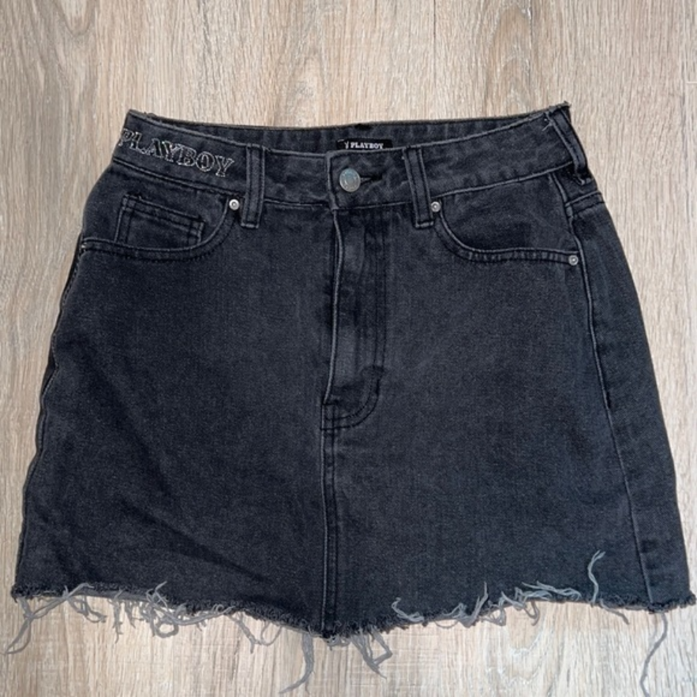 PLAYBOY mini denim skirt with bling
